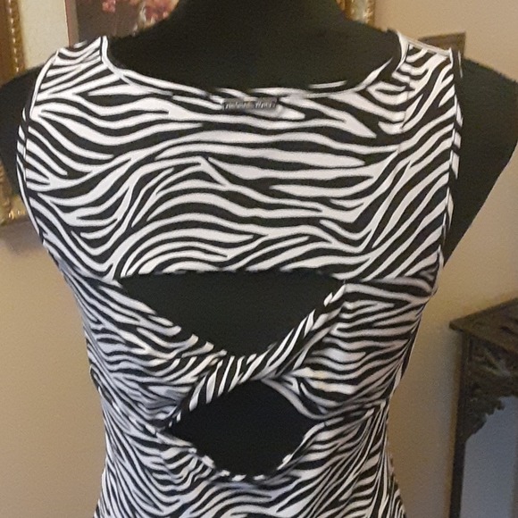 MICHAEL Michael Kors black white zebra print sleeveless dress fit & flare S EUC… - Picture 4 of 7